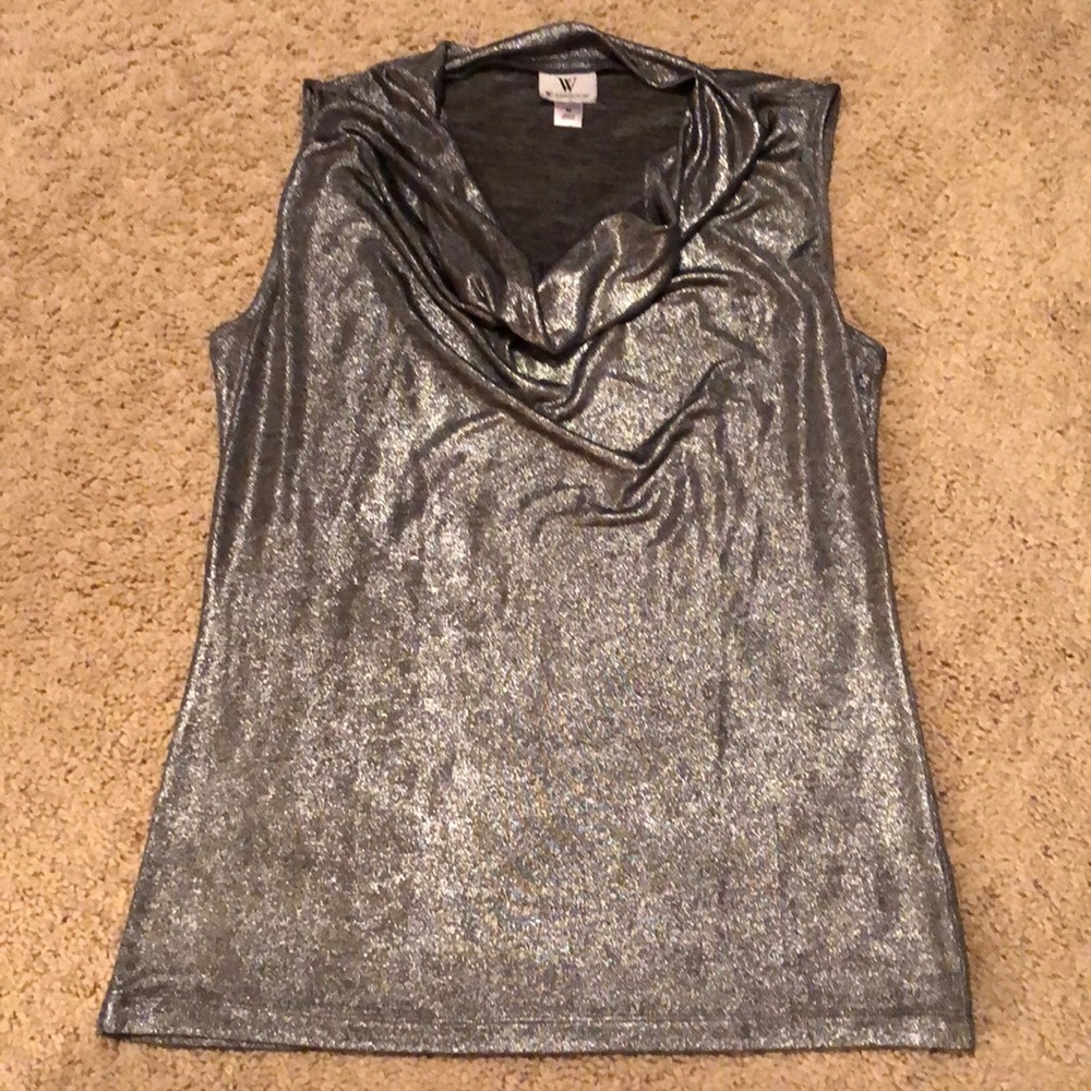 Silver sparkly sleeveless dress tank top
